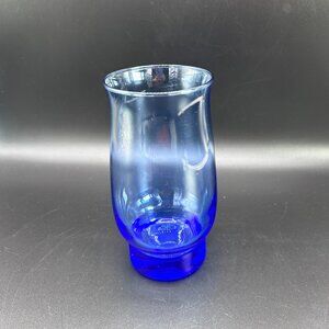 Libbey Tulip Dusty Cobalt Blue Glass Tumbler 12 oz Drinking Glasses 6" Tall